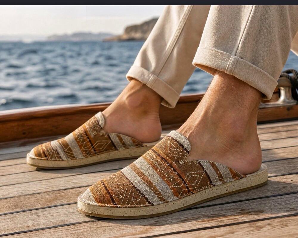 Sanuk Men's You Got My Back Tuscan Blanket Slide-On Loafer Fabric Brown/Beige 10